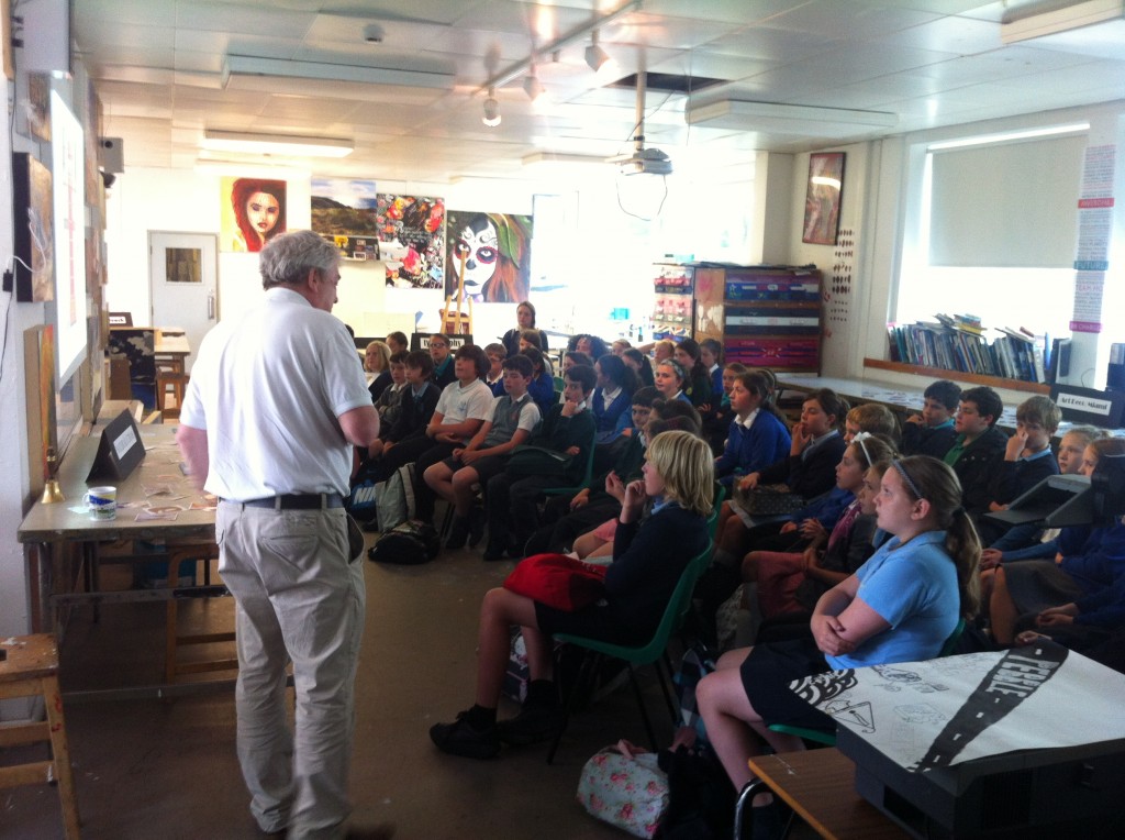     50 kids, one Mr Booth explaining why that red box with a thing called a telephone is such a thing of beauty.